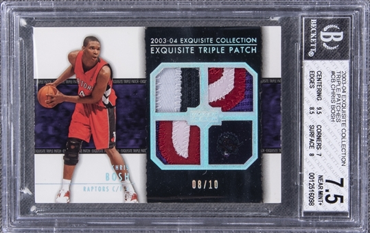 2003-04 UD "Exquisite Collection" Triple Patches #CB Chris Bosh Game Used Patch Rookie Card (#08/10) – BGS NM+ 7.5